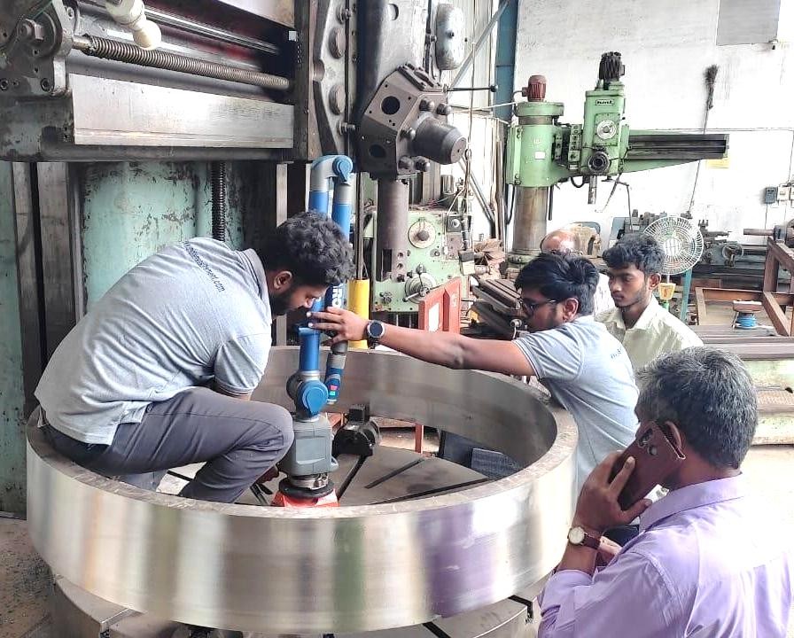 Portable CMM inspection of a large machined ring